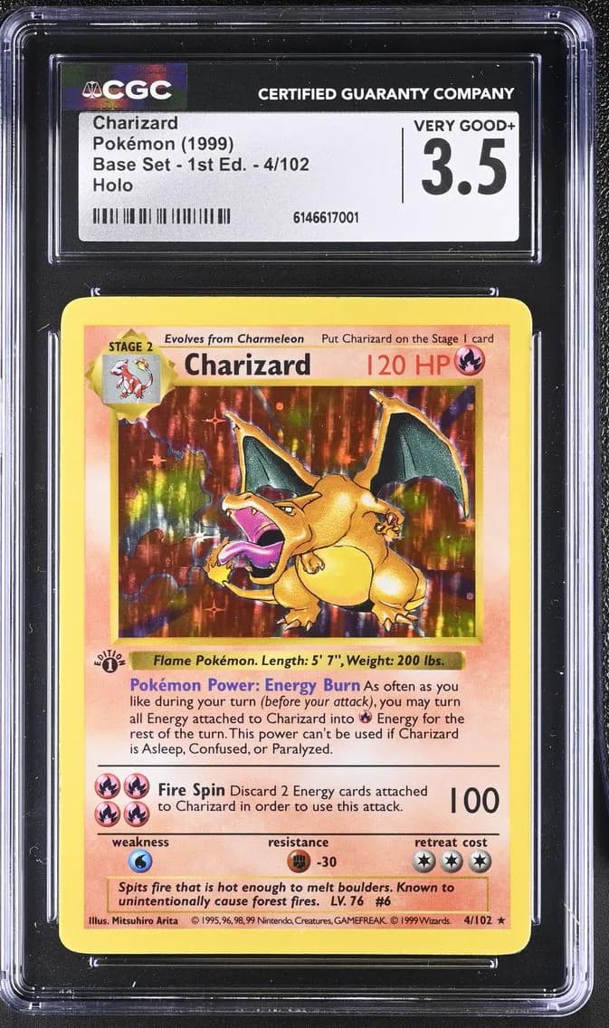 1999 #4 Charizard CGC 3.5 Base Set - 1st Edition - English