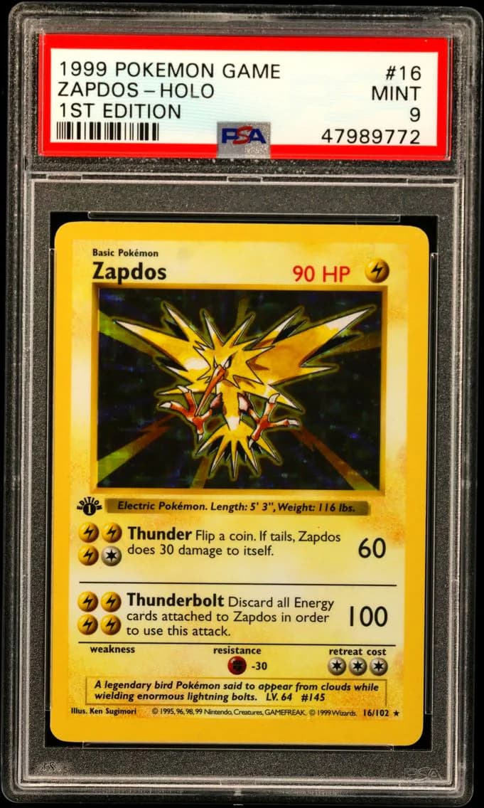 1999 #16 Zapdos-Holo 1st Edition PSA 9 Game