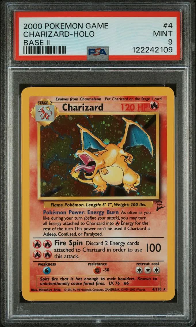 2000 #4 Charizard-Holo PSA 9 Game Base II Pokemon