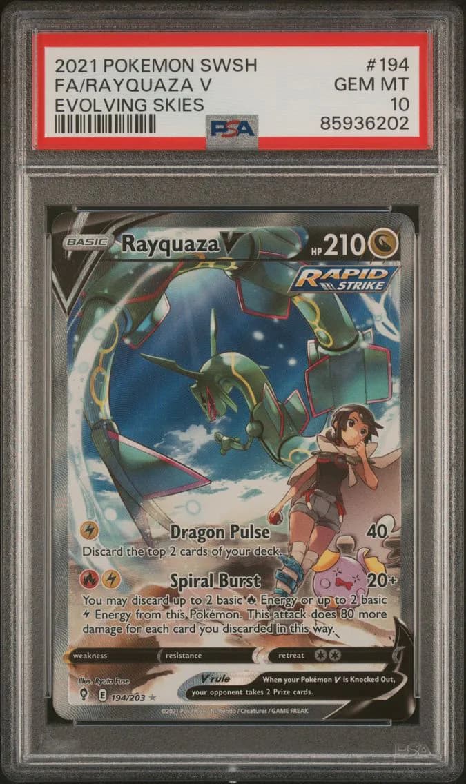 2021 #194 Full Art/Rayquaza V PSA 10 Sword & Shield Evolving Skies Pokemon