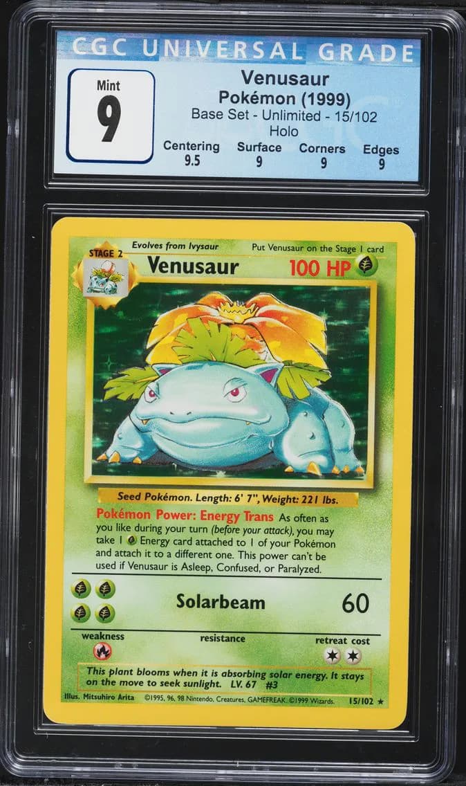 1999 #15 Venusaur-Holo CGC 9 Game Pokemon