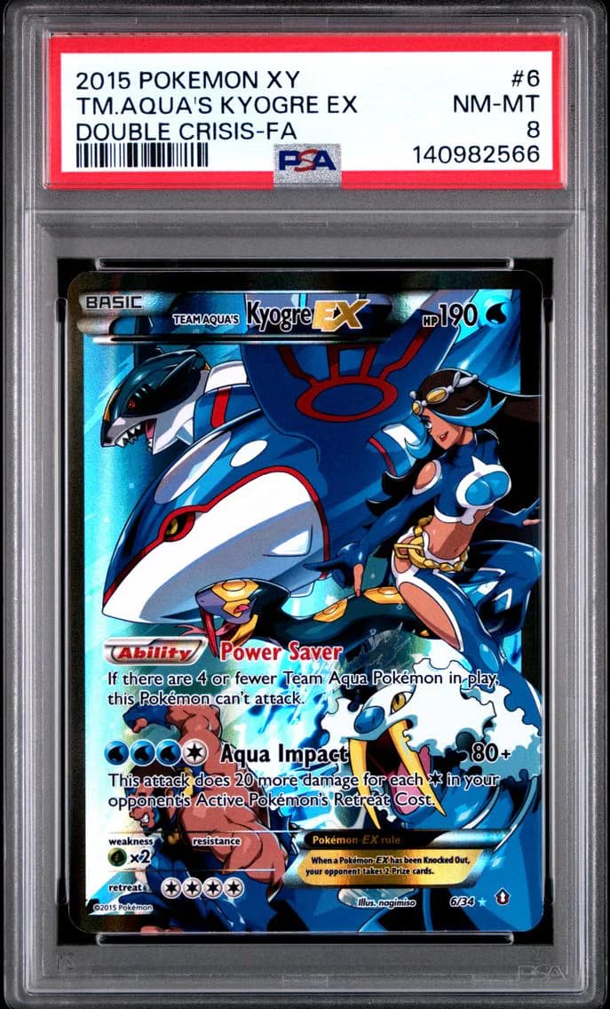 2015 #6 Full Art/Team Aqua's Kyogre EX PSA 8 XY Double Crisis Pokemon