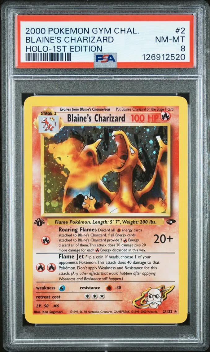 2000 #2 Blaine's Charizard Holo-1st Edition PSA 8 Gym Challenge Pokemon