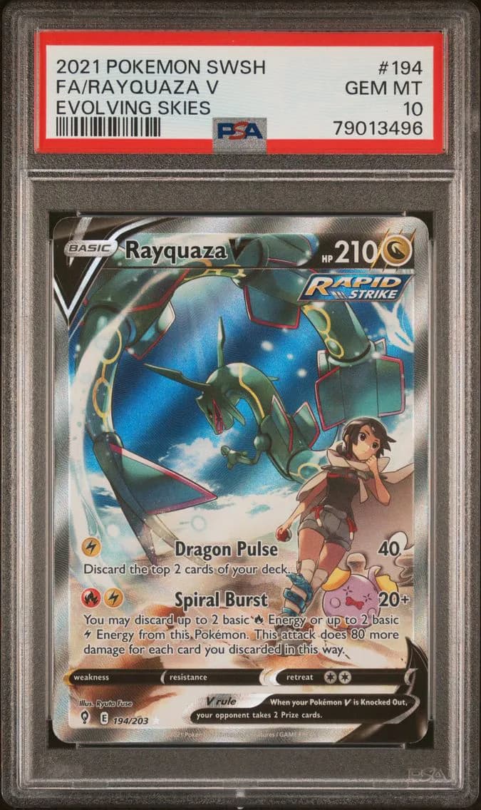 2021 #194 Full Art/Rayquaza V PSA 10 Sword & Shield Evolving Skies Pokemon
