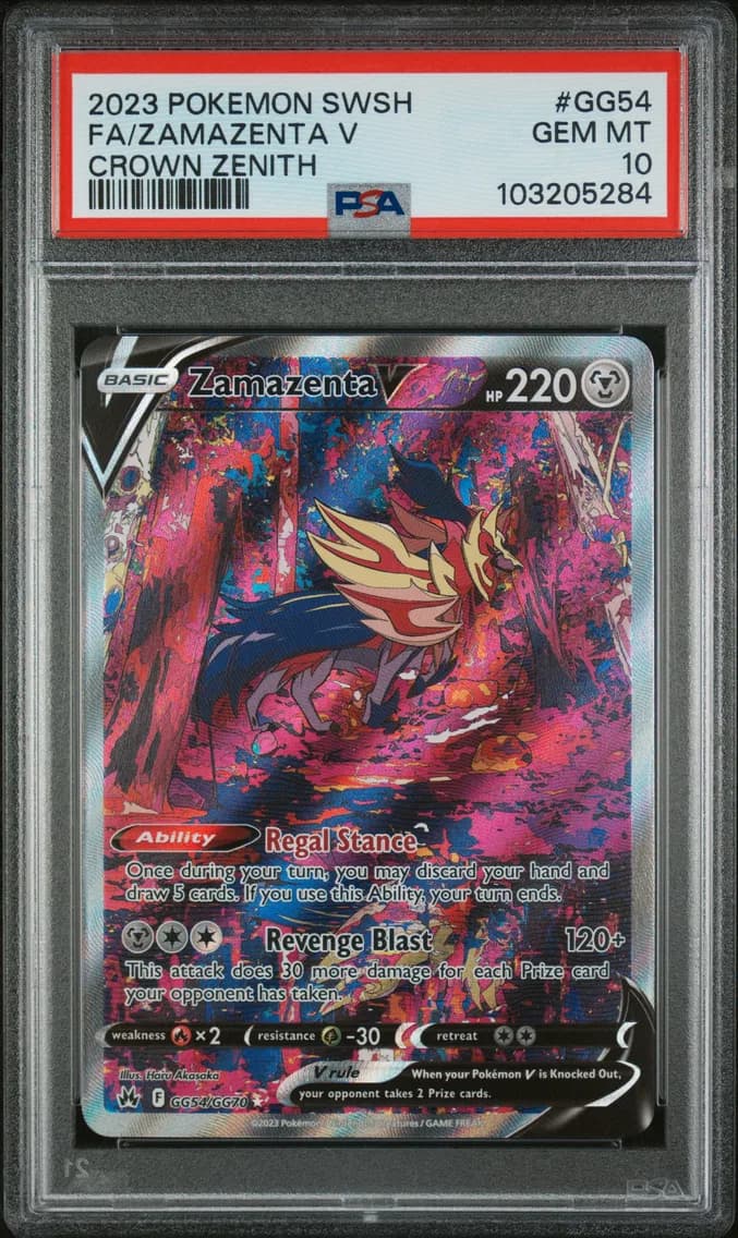 2023 #GG54 Full Art/Zamazenta V PSA 10 Sword and Shield Crown Zenith