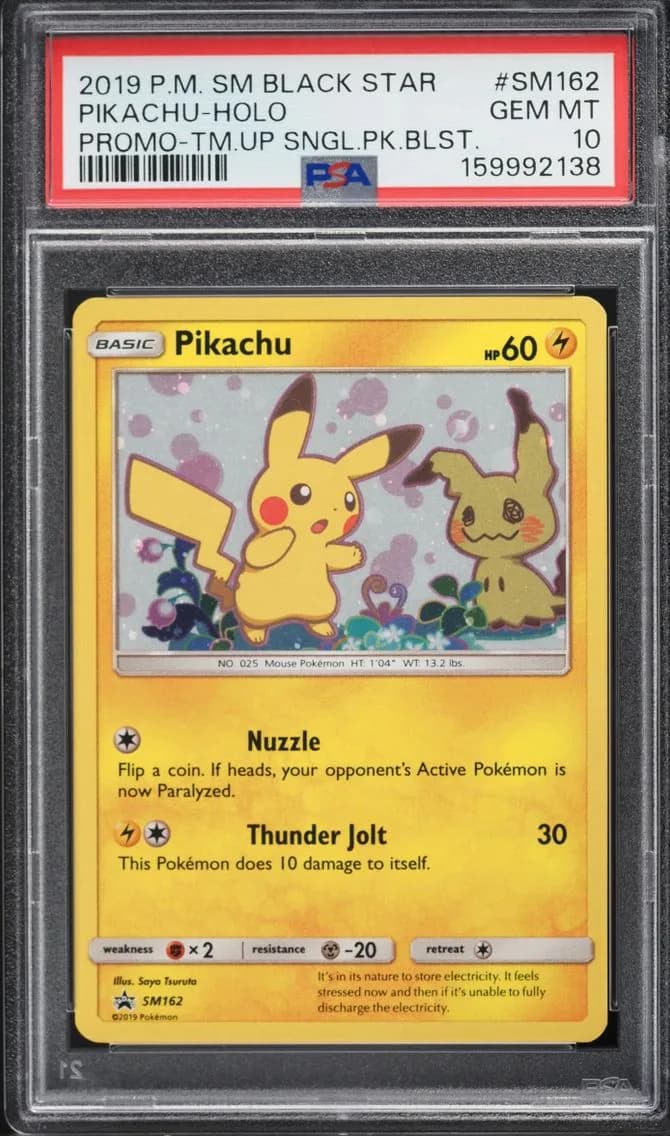 2019 Pokemon Sun & Moon Promo Team Up Holo Pikachu #SM162 PSA 10 GEM MINT