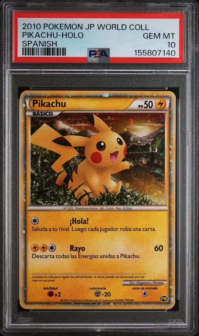 2010 #NA Pikachu-Holo PSA 10 Japanese World Collection