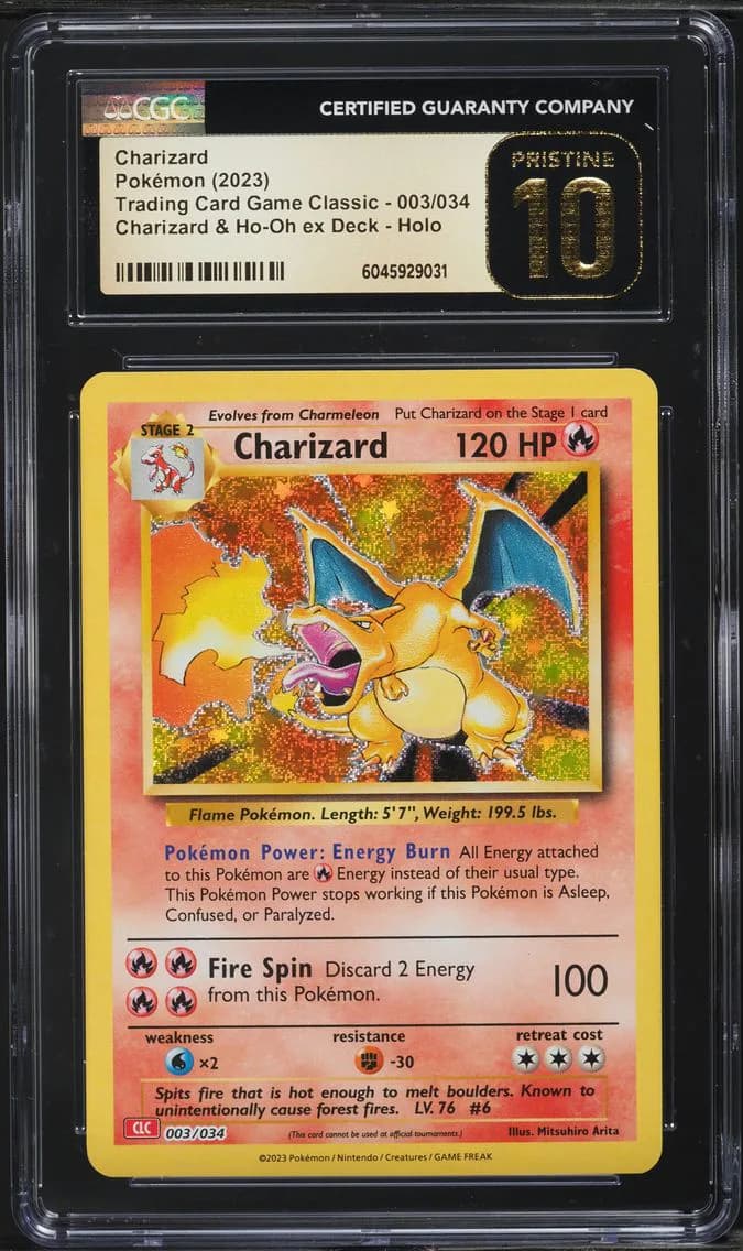 2023 #003 Charizard CGC 10 Pristine Clc-Trading Card Game Classic Charizard & HO-Oh EX Deck Pokemon