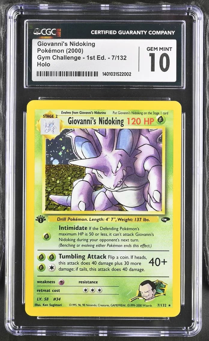 2000 #7 Giovanni's Nidoking CGC 10 Gym Challenge - 1st Edition - English