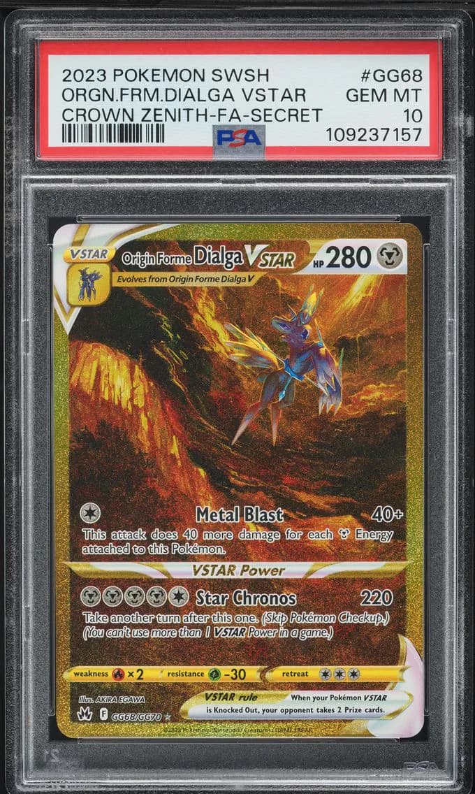 2023 #GG68 Full Art/Origin Forme Dialga Vstar PSA 10 Sword and Shield Crown Zenith Pokemon