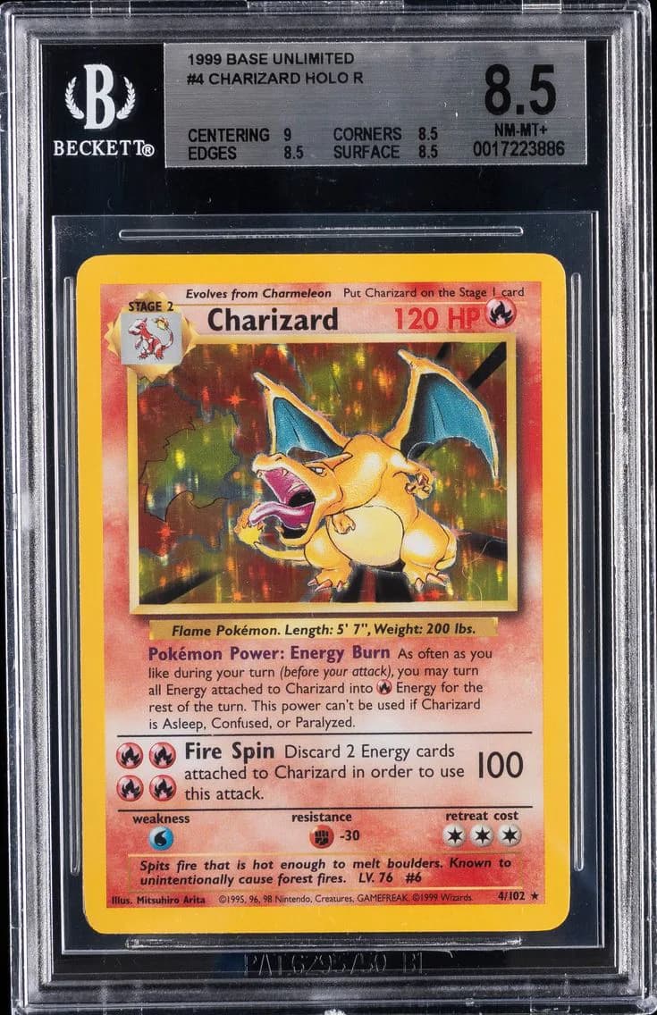 1999 #4 Charizard-Holo BGS 8.5 Game Pokemon