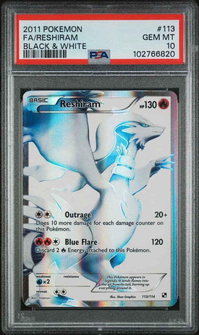 2011 #113 Full Art/Reshiram PSA 10 Black & White Pokemon