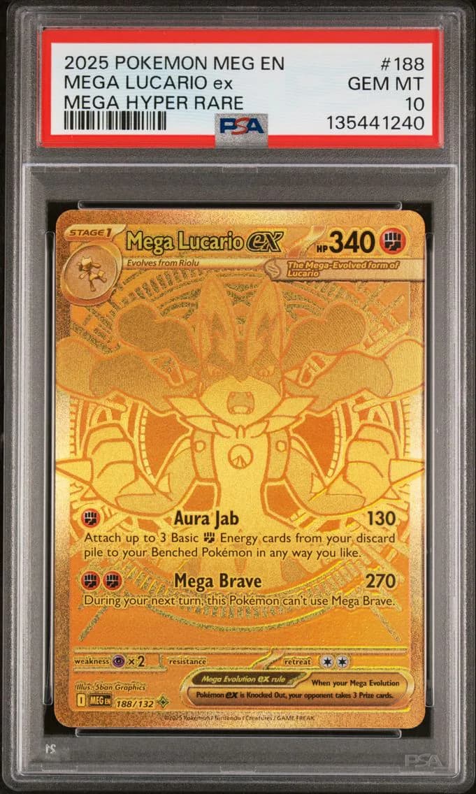 2025 #188 Mega Lucario EX PSA 10 Meg EN-Mega Evolution