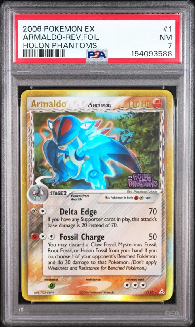 2006 #1 Armaldo-Reverse Foil PSA 7 EX Holon Phantoms
