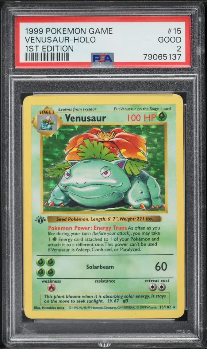 1999 #15 Venusaur-Holo 1st Edition PSA 2 Game Pokemon