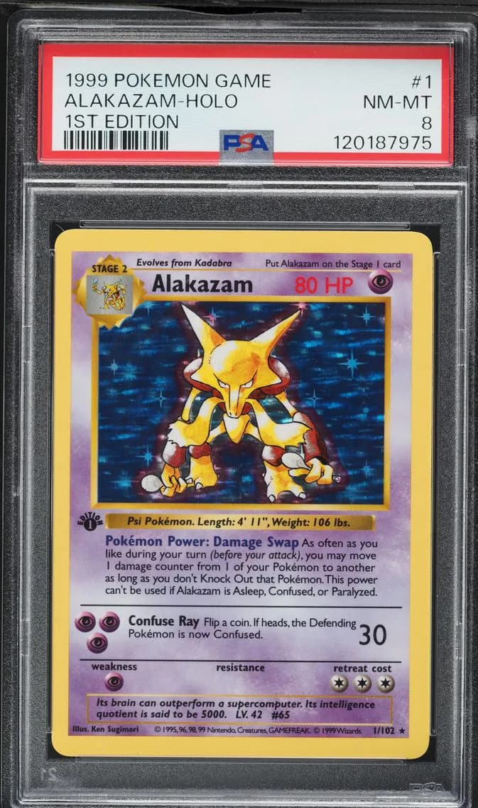 1999 #1 Alakazam-Holo 1st Edition PSA 8 Game Pokemon