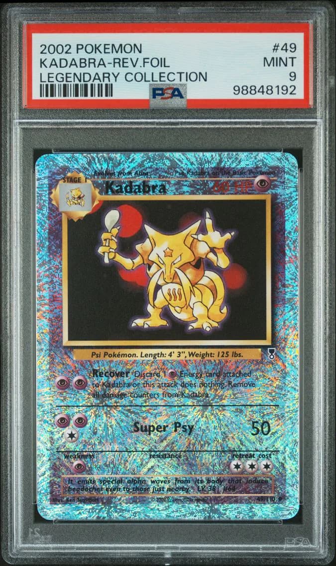 2002 #49 Kadabra-Reverse Foil PSA 9 Legendary Collection