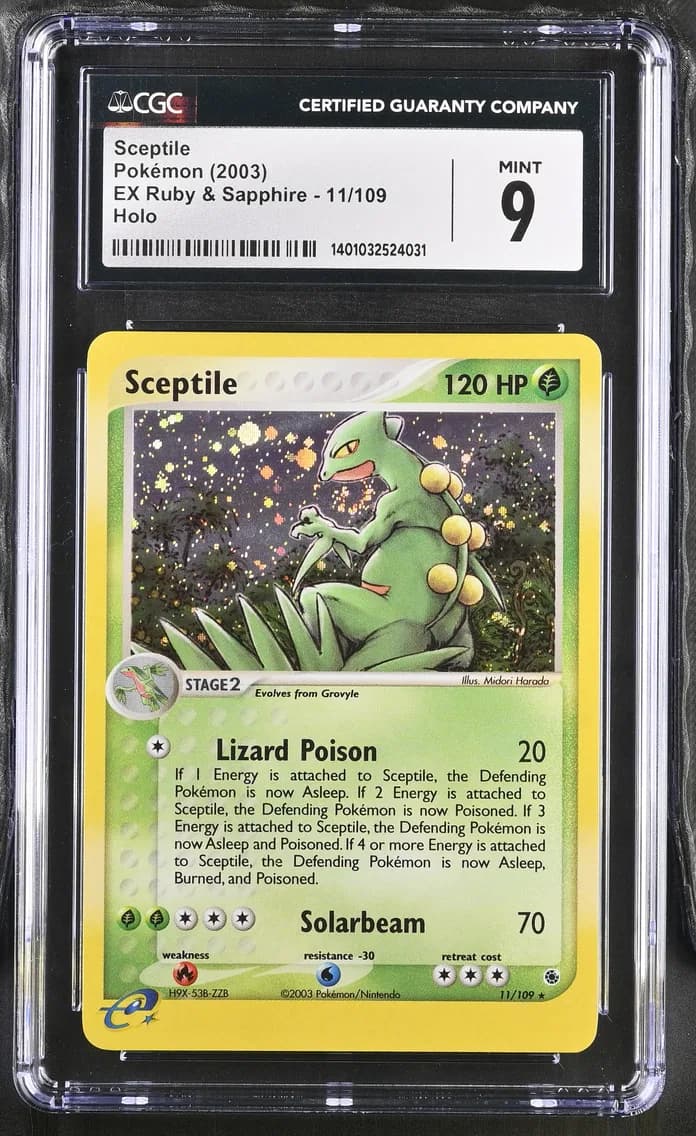 2003 #11 Sceptile CGC 9 EX Ruby & Sapphire (2003 Copyright, w/ "e" Symbol) - English