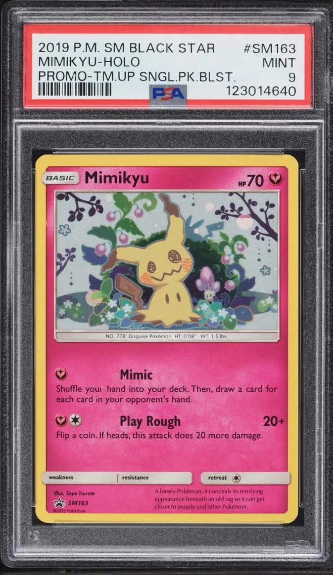 2019 Pokemon Sun & Moon Black Star Promo Team Up Holo Mimikyu #SM163 PSA 9 MINT