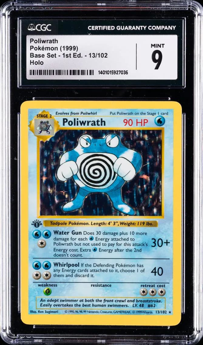 1999 #13 Poliwrath-Holo 1st Edition CGC 9 Game Pokemon