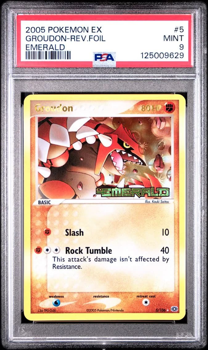 2005 #5 Groudon-Reverse Foil PSA 9 EX Emerald