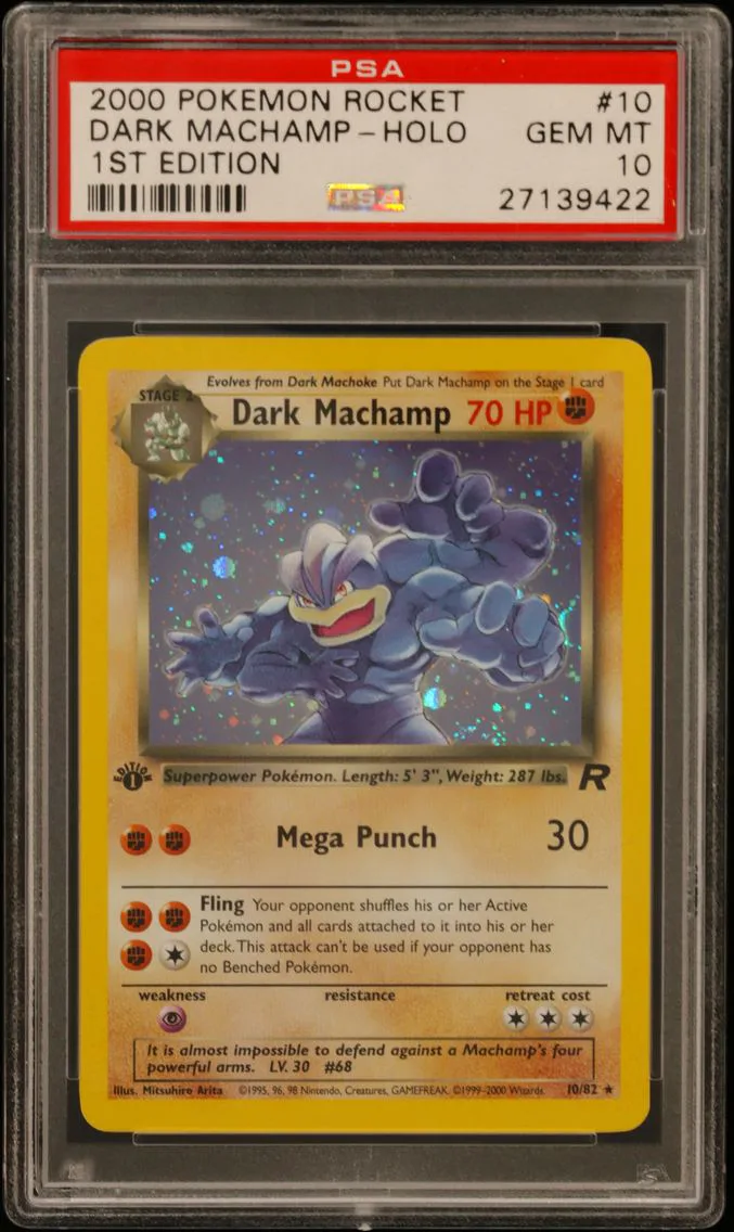 2000 #10 Dark Machamp-Holo 1st Edition PSA 10 Rocket