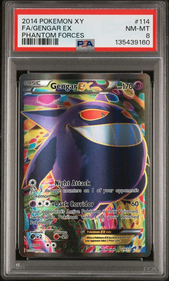 2014 #114 Full Art/Gengar EX PSA 8 XY Phantom Forces
