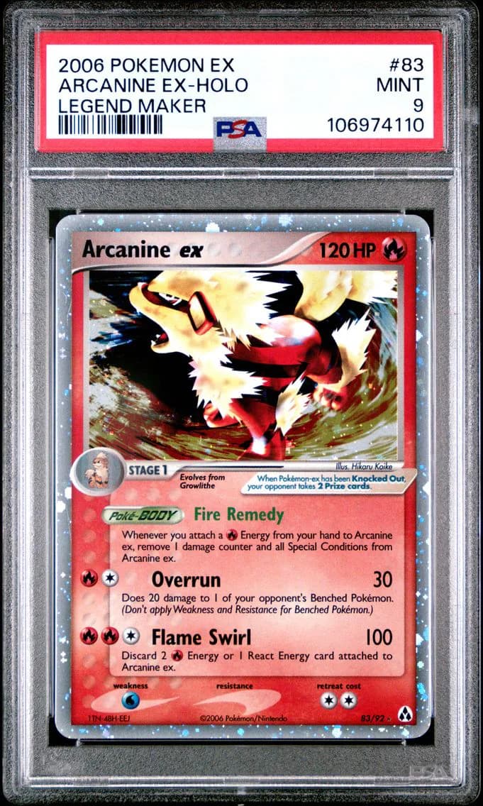 2006 #83 Arcanine EX-Holo PSA 9 EX Legend Maker