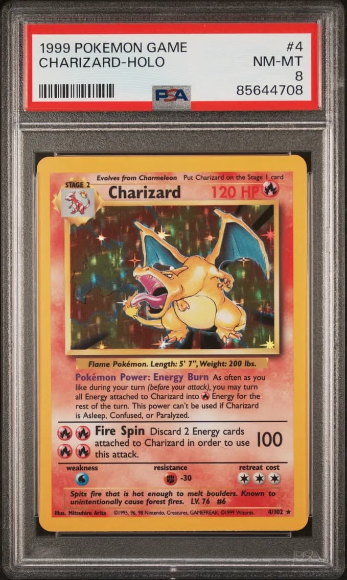 1999 #4 Charizard-Holo PSA 8 Game