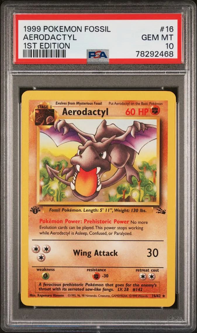 1999 #16 Aerodactyl 1st Edition PSA 10 Fossil