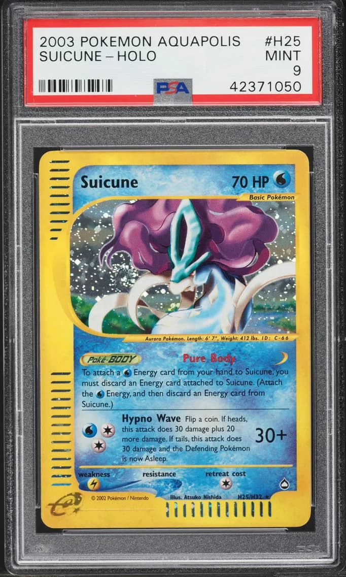 2003 #H25 Suicune-Holo PSA 9 Aquapolis Pokemon