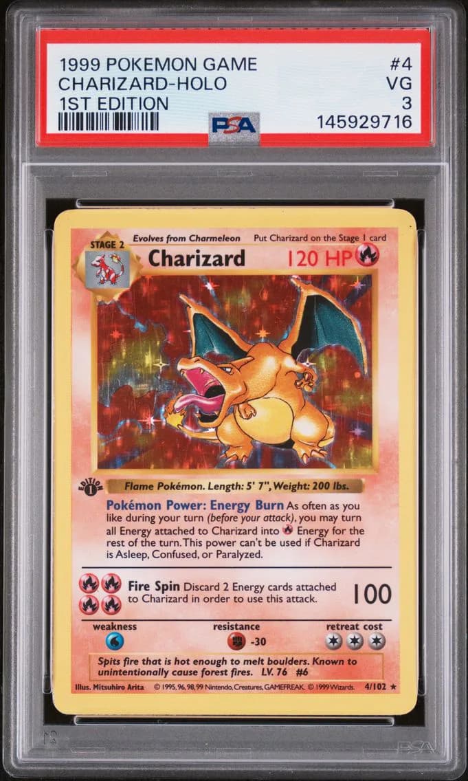 1999 #4 Charizard-Holo 1st Edition PSA 3 Game