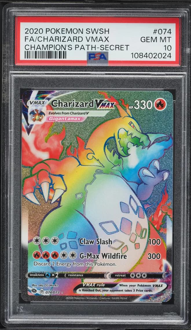 2020 #074 Full Art/Charizard Vmax PSA 10 Sword & Shield Champion's Path Pokemon