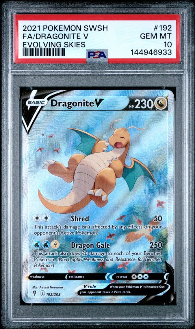 2021 #192 Full Art/Dragonite V PSA 10 Sword & Shield Evolving Skies