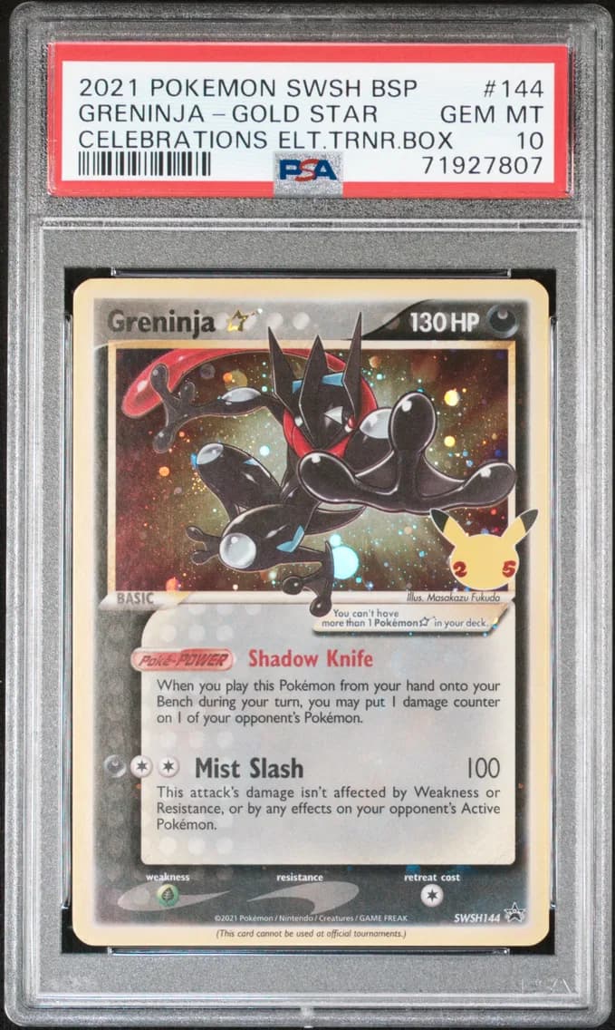 2021 #144 Greninja-Gold Star PSA 10 Swsh Black Star Promo