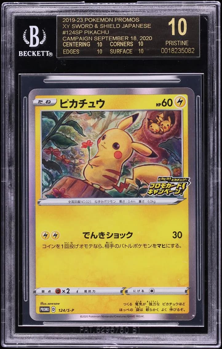 2020 #124 Pikachu-Holo BGS 10 Black Label Japanese S Promo Pokemon