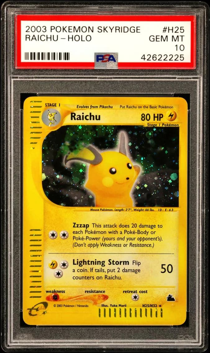 2003 #H25 Raichu-Holo PSA 10 Skyridge