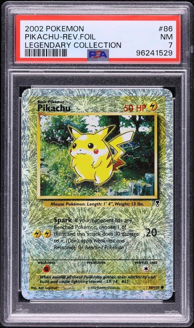2002 #86 LEGENDARY COLLECTION REVERSE HOLO PIKACHU PSA 7 POKEMON