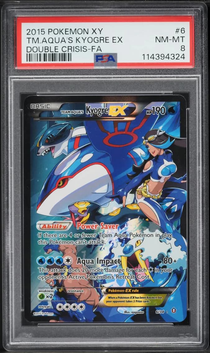 2015 #6 Full Art/Team Aqua's Kyogre EX PSA 8 XY Double Crisis Pokemon