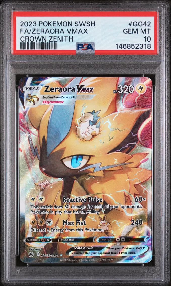 2023 #GG42 Full Art/Zeraora Vmax PSA 10 Sword and Shield Crown Zenith