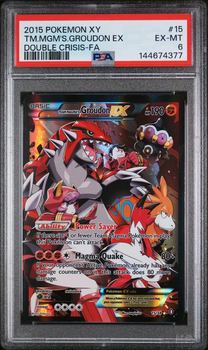 2015 #15 Full Art/Team Magma's Groudon EX PSA 6 XY Double Crisis