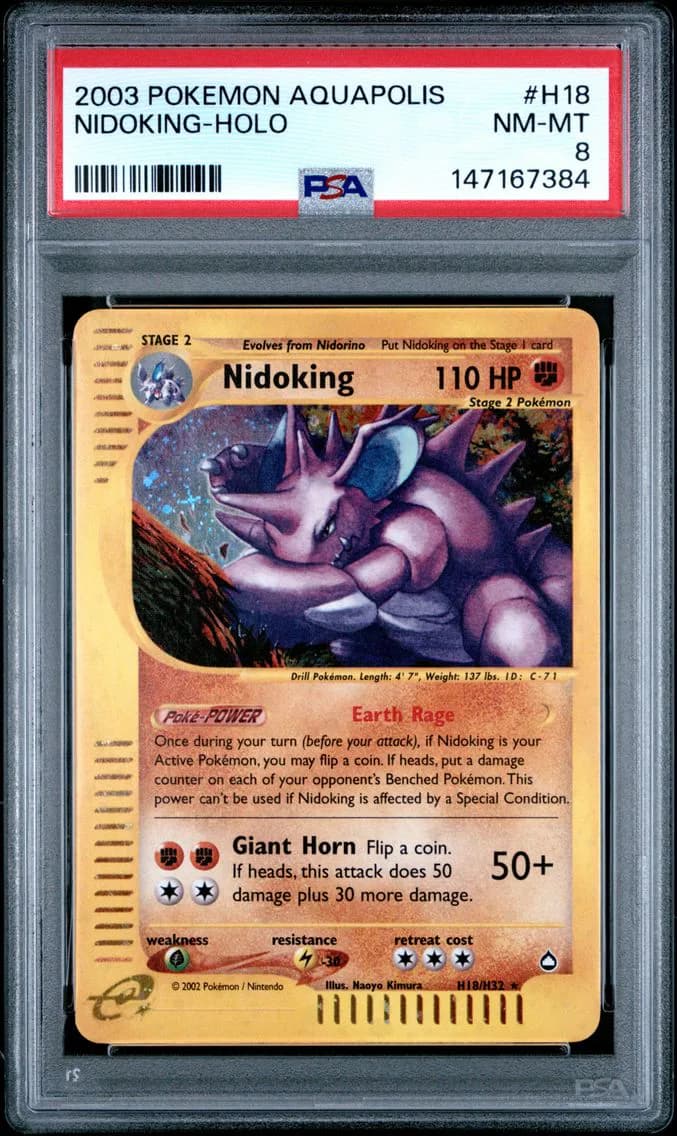 2003 #H18 Nidoking-Holo PSA 8 Aquapolis Pokemon