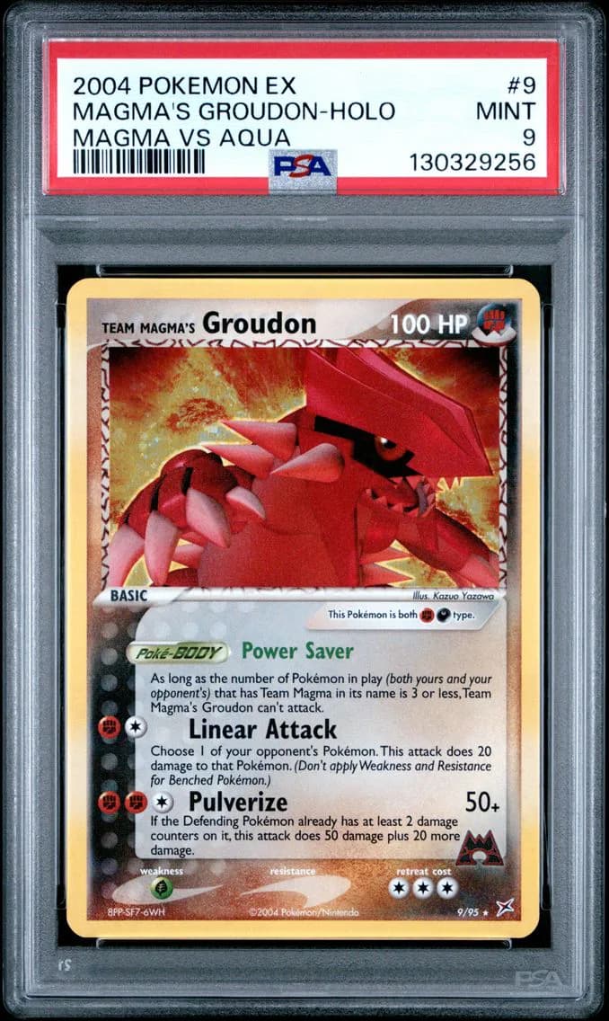 2004 #9 Team Magma's Groudon-Holo PSA 9 EX Team Magma VS Team Aqua
