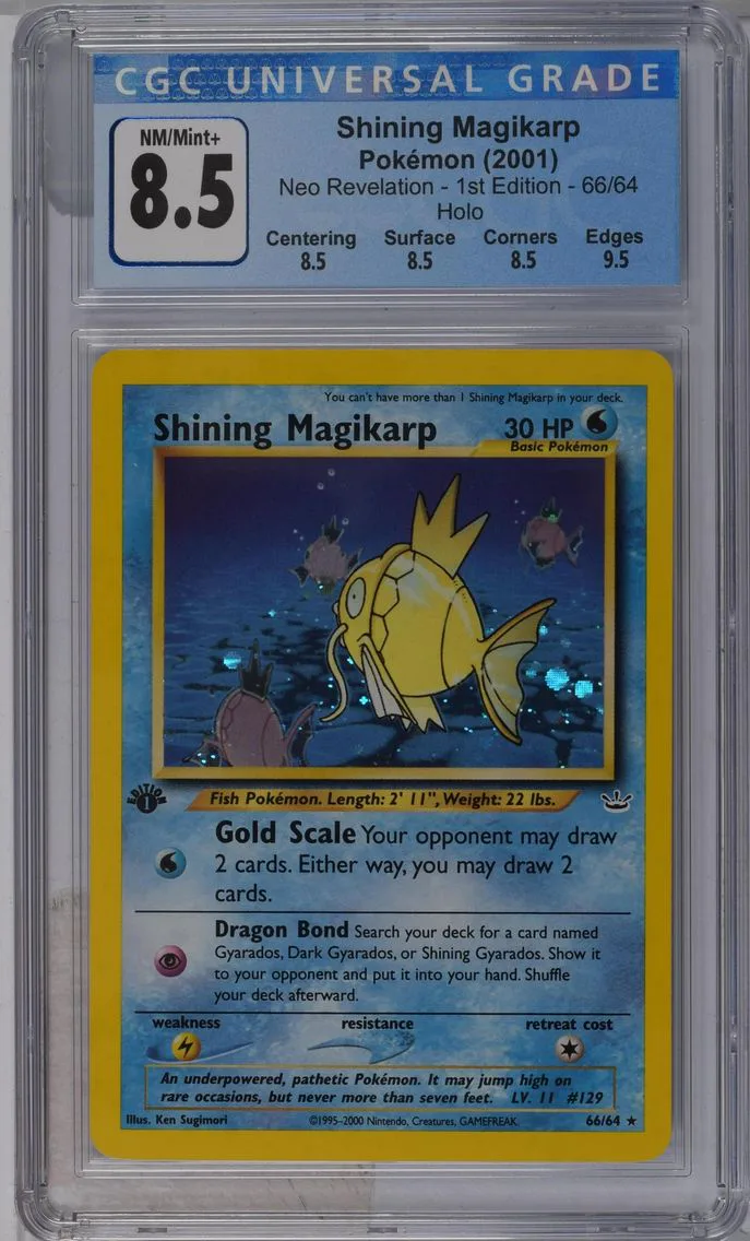 2001 #66 Shining Magikarp CGC 8.5 Neo Revelation - 1st Edition - English