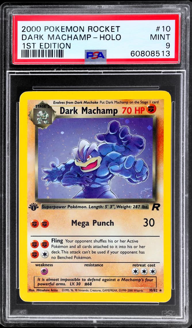 2000 #10 TEAM ROCKET 1ST EDITION HOLO DARK MACHAMP PSA 9 POKEMON