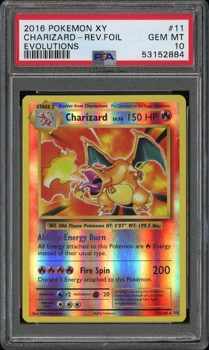 2016 #11 Charizard-Reverse Foil PSA 10 XY Evolutions