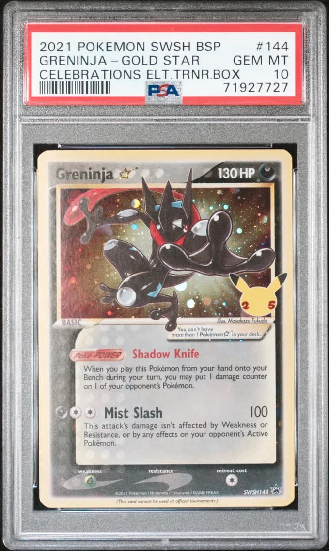 2021 #144 Greninja-Gold Star PSA 10 Swsh Black Star Promo