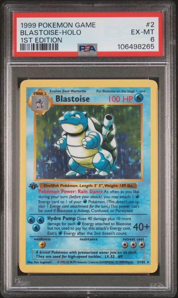 1999 #2 Blastoise-Holo 1st Edition PSA 6 Game