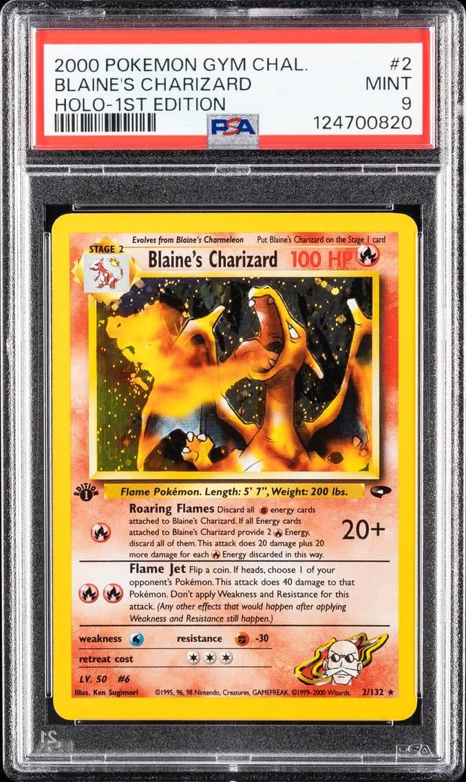 2000 #2 Blaine's Charizard Holo-1st Edition PSA 9 Gym Challenge Pokemon