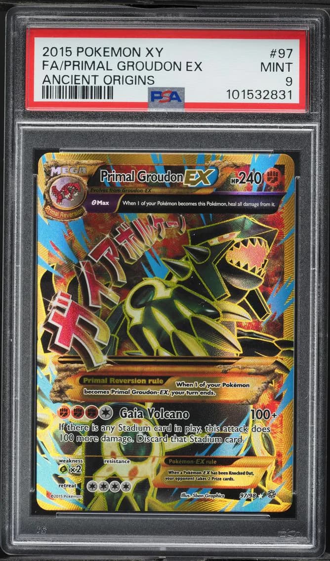 2015 #97 Full Art/Primal Groudon EX PSA 9 XY Ancient Origins Pokemon